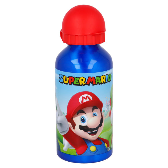Sticla de apa Stor®, pentru copii, din aluminiu, cu model Super Mario , 400 ml - wistig