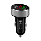 Incarcator Auto Dual USB - Gri, Quick Charge, afisaj voltaj incarcare si voltaj timp real baterie vehicul - wistig