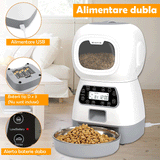 Dispenser automat hrana pisici si catei, Wistig, Inregistrare vocala 10s, Programabil, vol 3.5 L, Alb - wistig