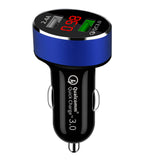Incarcator Auto Dual USB - Gri, Quick Charge, afisaj voltaj incarcare si voltaj timp real baterie vehicul - wistig