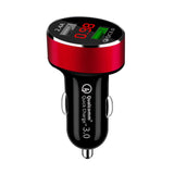 Incarcator Auto Dual USB - Gri, Quick Charge, afisaj voltaj incarcare si voltaj timp real baterie vehicul - wistig