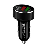 Incarcator Auto Dual USB - Negru, Quick Charge, afisaj voltaj incarcare si voltaj timp real baterie vehicul - wistig