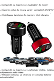 Incarcator Auto Dual USB - Gri, Quick Charge, afisaj voltaj incarcare si voltaj timp real baterie vehicul - wistig