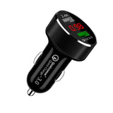 Incarcator Auto Dual USB - Gri, Quick Charge, afisaj voltaj incarcare si voltaj timp real baterie vehicul - wistig